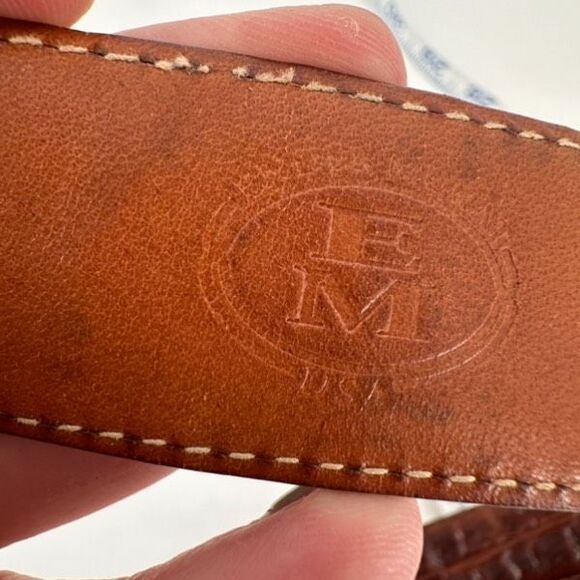 Vintage MCM Women's Crocodile Embossed Leather Silver Buckle Waist Belt Brown - Picture 16 of 16